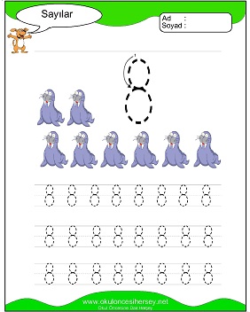 okul öncesi 1 sayısı çizgi çalışması